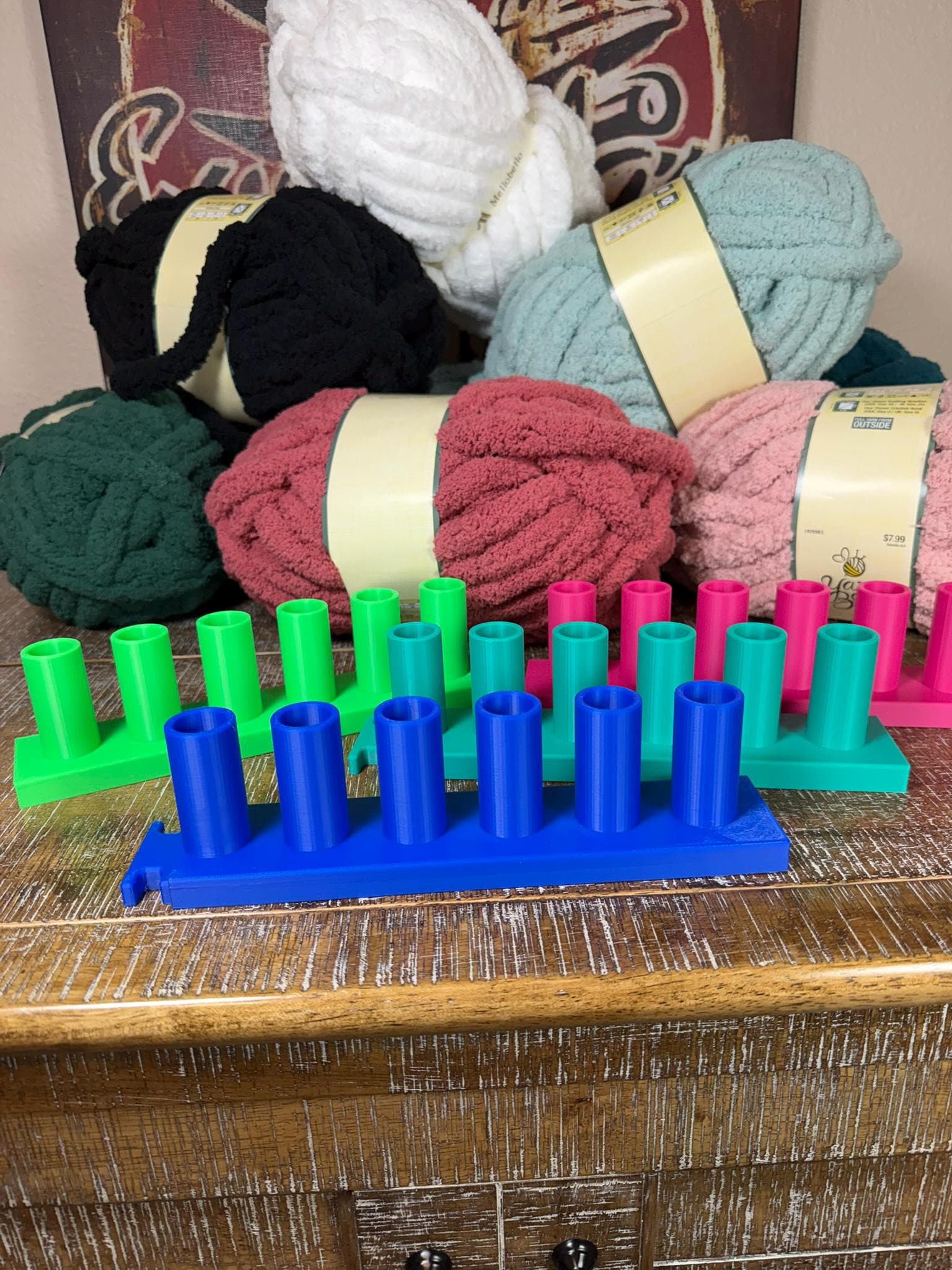 Chunky Blanket Loom, 1 Inch Pegs, Yarn Loom, 9 Inch Sections, modular 3D printed