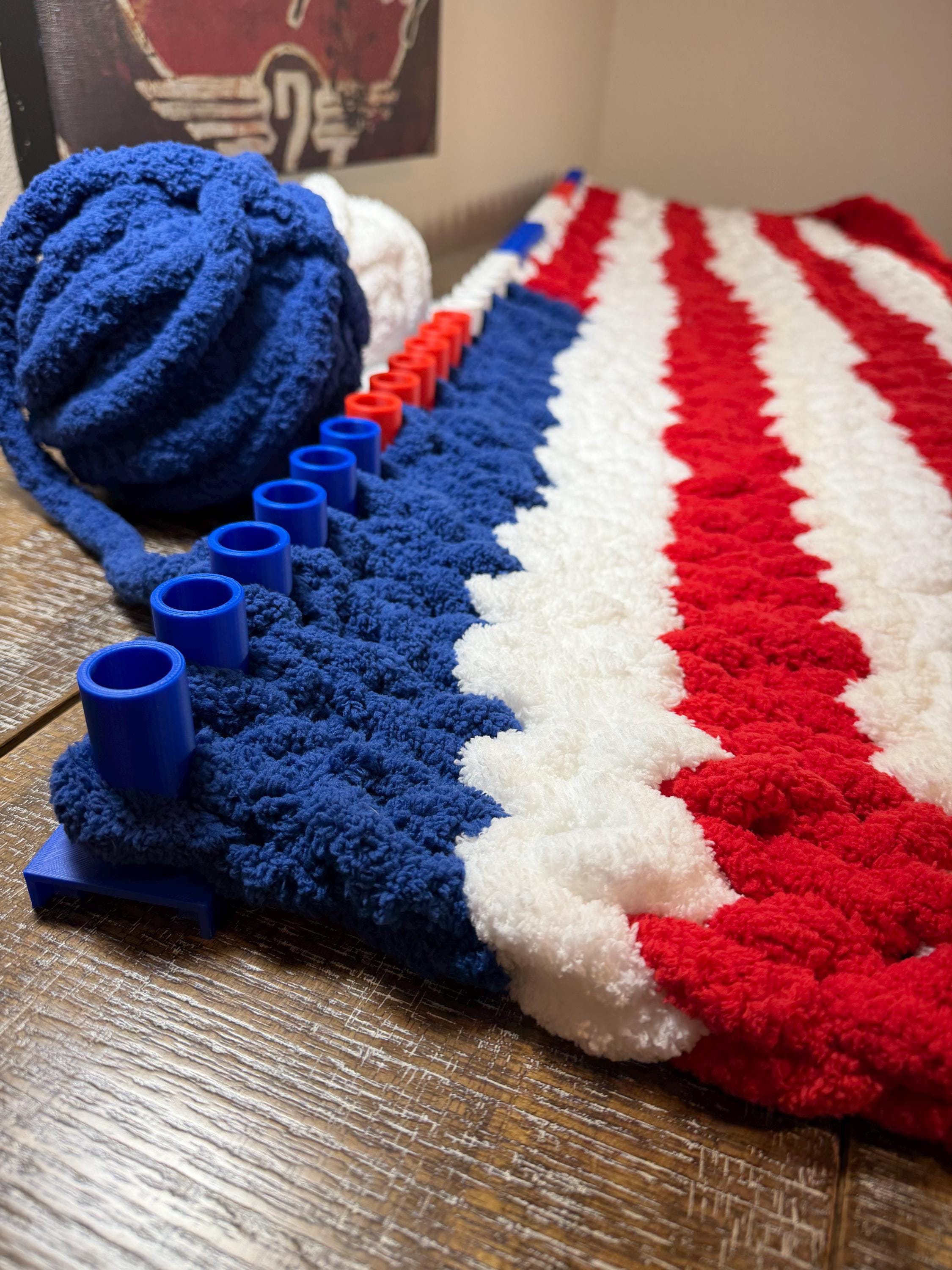 Chunky Blanket Loom, 1 Inch Pegs, Yarn Loom, 9 Inch Sections, modular 3D printed