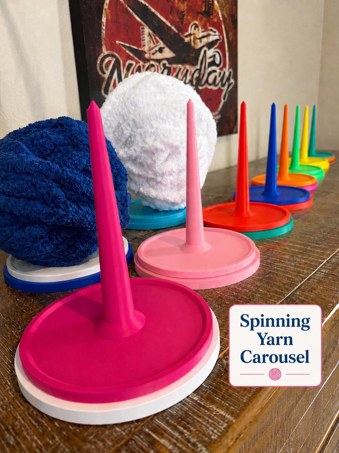 Spinning Yarn Carousel, Yarn Spinner for Knitting and Crochet, Tangle-Free Yarn Caddy, Tabletop Yarn Organizer, Yarn Gift